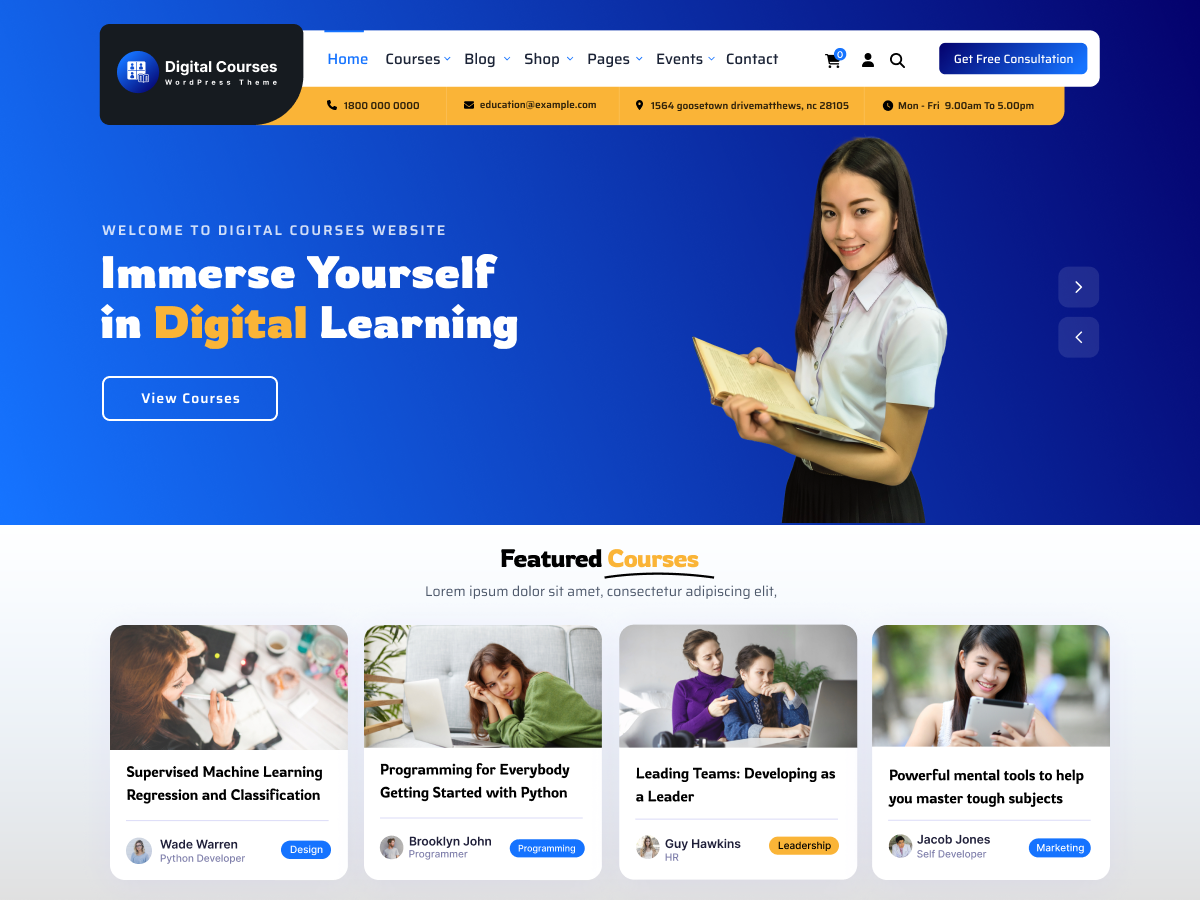 Free Online Courses WordPress Theme