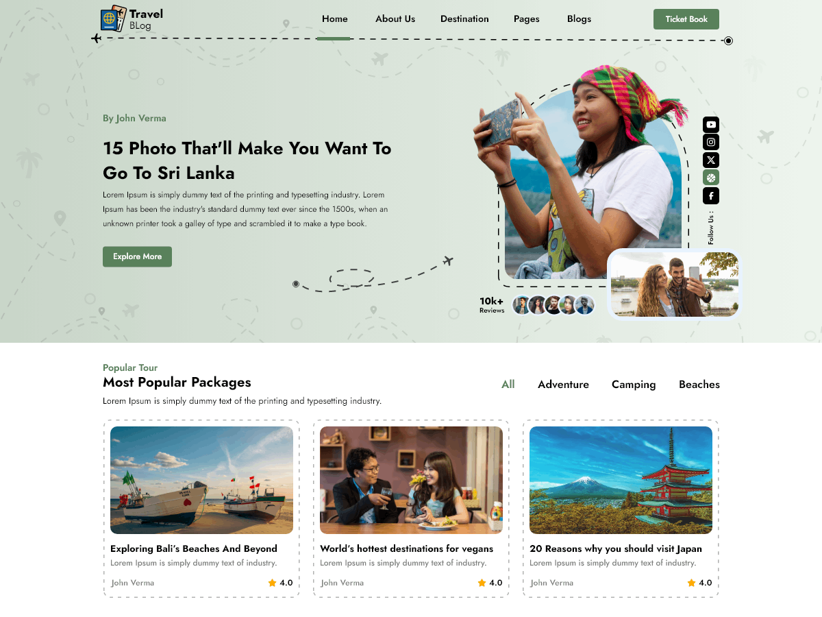 Free Travel Blogs WordPress Theme